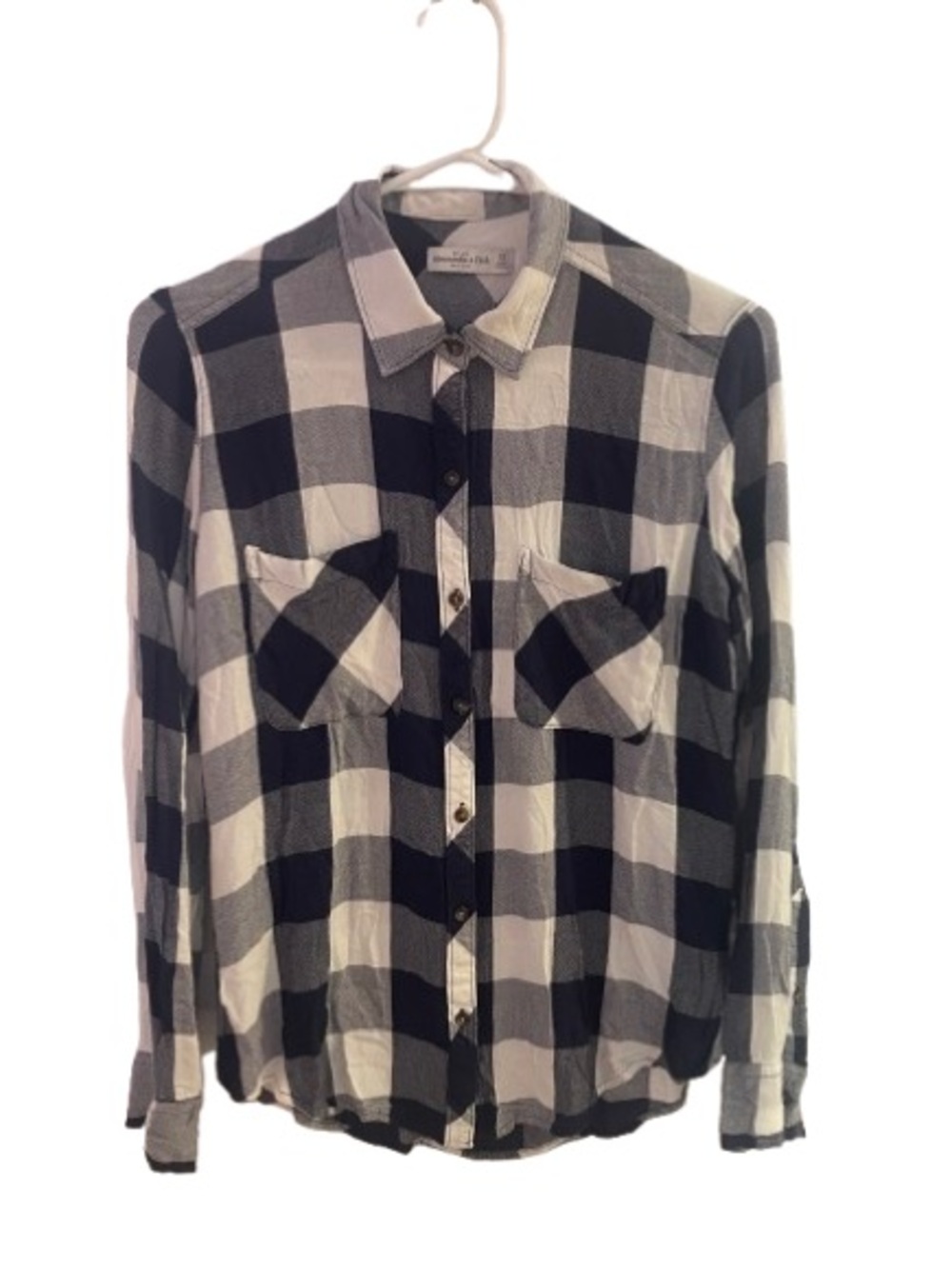 Abercrombie & Fitch White and Black Buffalo Plaid Flannel Size XS